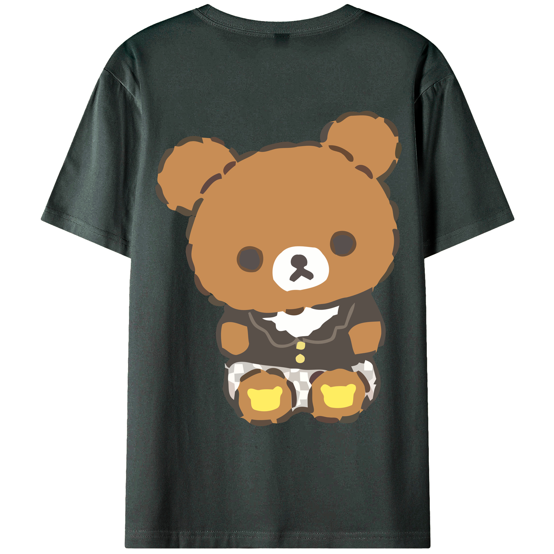 （画像用） リラックマ リラックマ キイロイトリ Rilakkuma Korilakkuma Kiiroitori 綿100％ メンズ半袖Tシャツ（バックプリント） 通気性